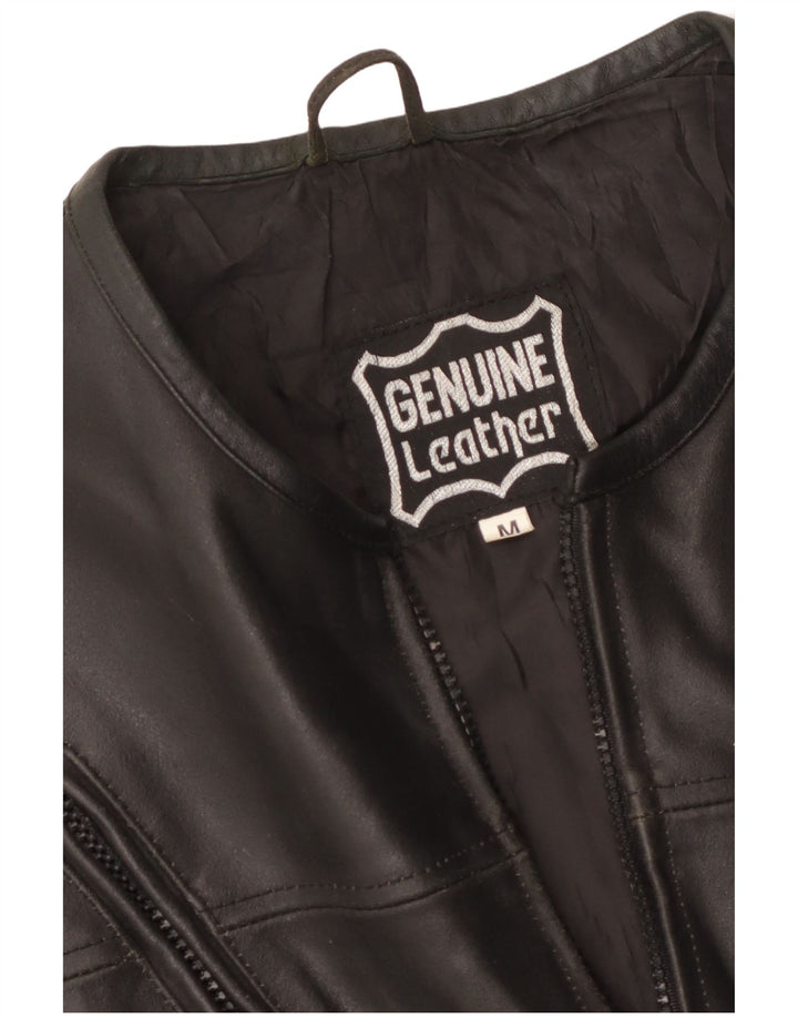 Gilet in pelle da uomo vintage UK 38 medio in pelle nera