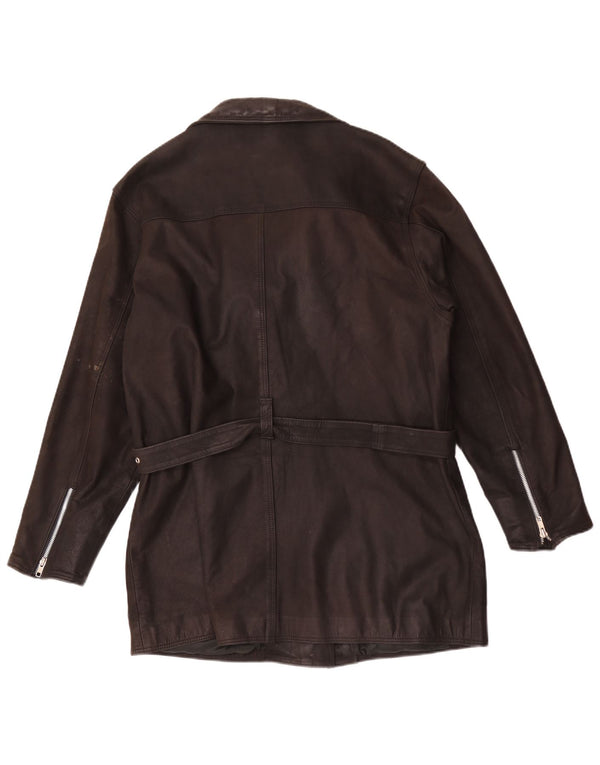 Giacca in pelle vintage da donna UK 20 2XL Marrone