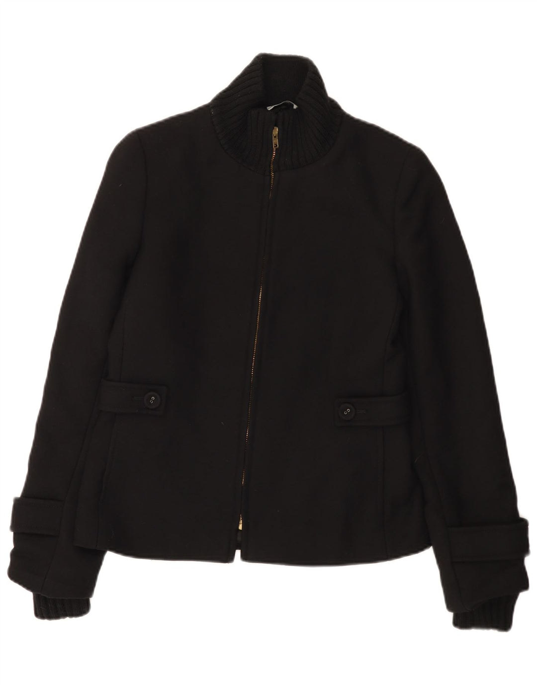 Giubbotto bomber da donna vintage UK 10 piccolo in lana nera