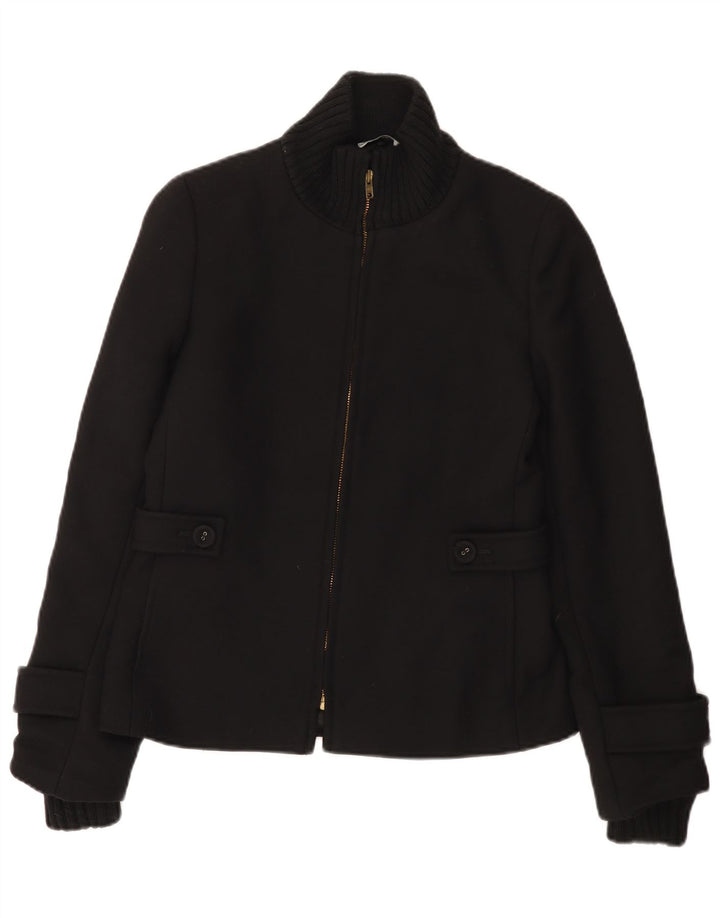 Giubbotto bomber da donna vintage UK 10 piccolo in lana nera