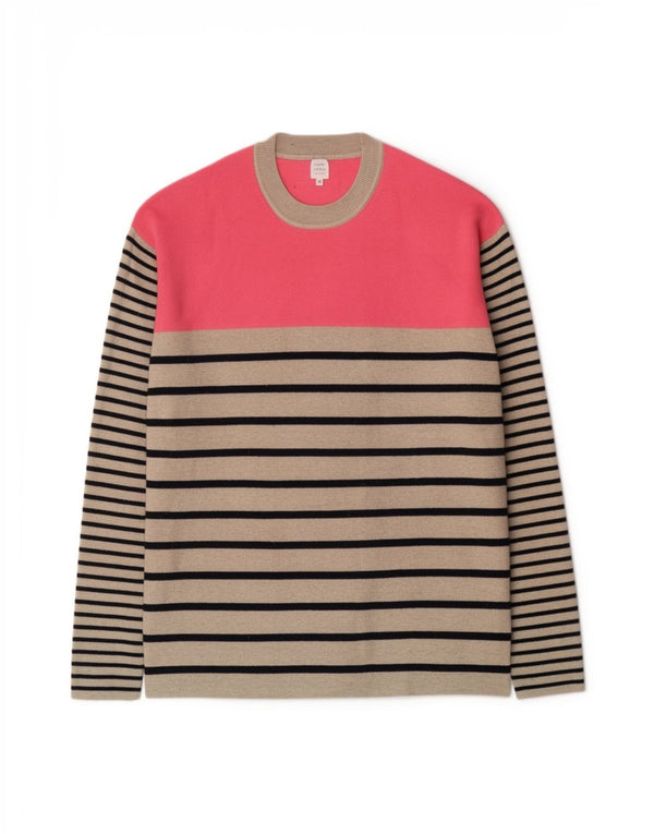 Maglione maglione girocollo da donna John Lewis UK 16 grandi righe beige