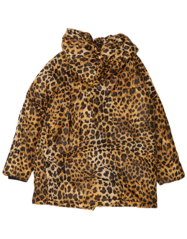 Cappotto imbottito oversize con cappuccio da donna Zara UK 6 XS marrone stampa animalier