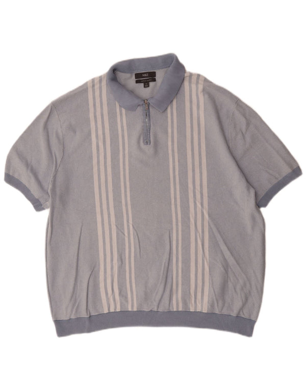 Polo da uomo Marks & Spencer 2XL cotone a righe blu