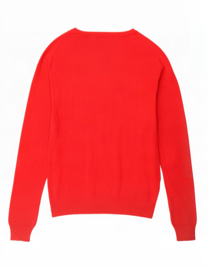 Maglione maglione con scollo a V da donna Zara UK 12 cotone rosso medio