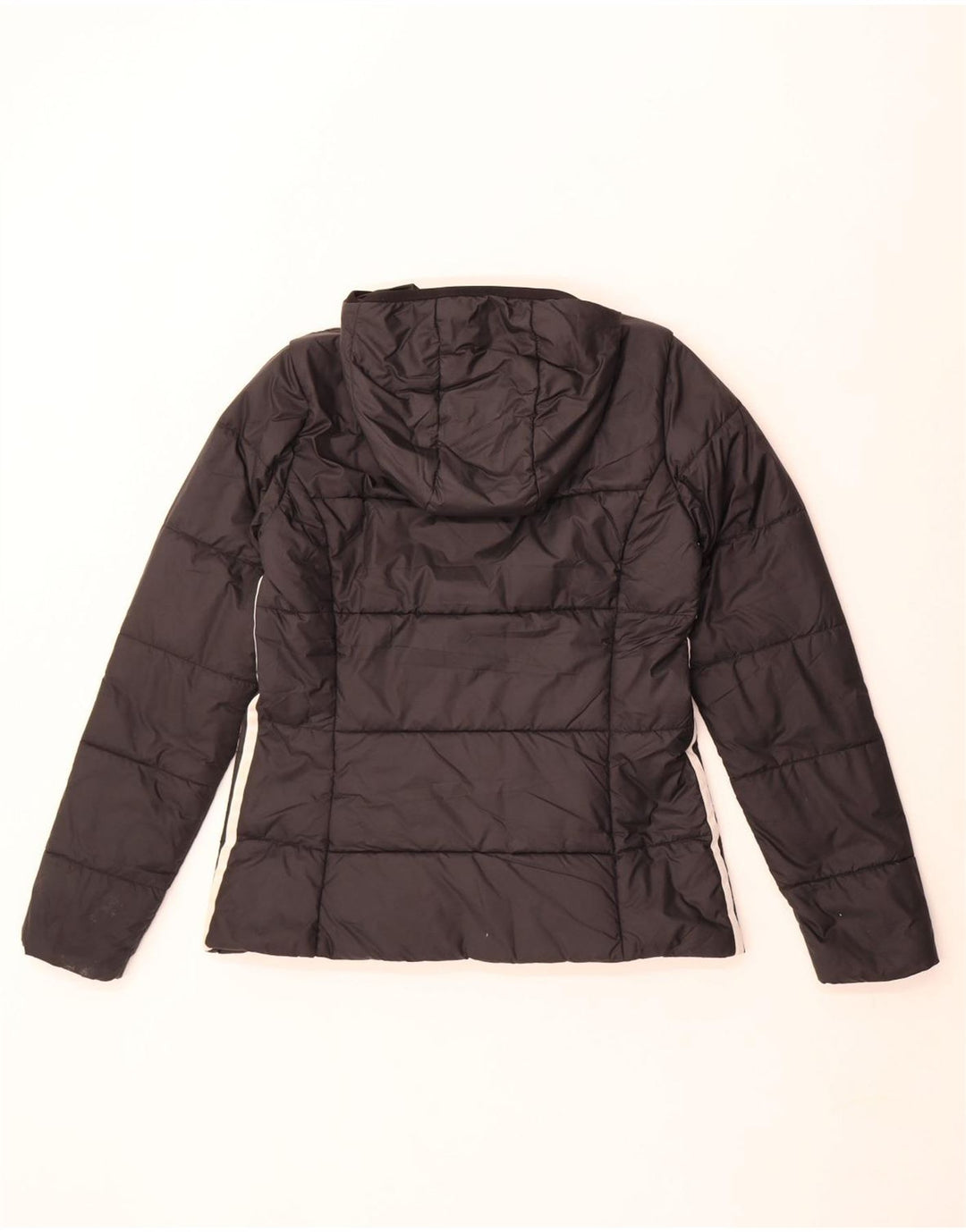 Giacca imbottita con cappuccio da donna Adidas UK 12 Medium Nero Poliestere