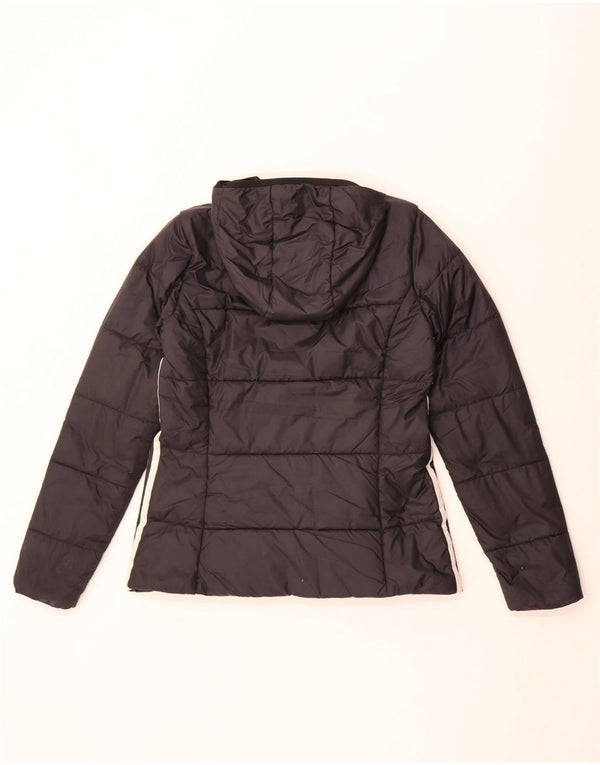 Giacca imbottita con cappuccio da donna Adidas UK 12 Medium Nero Poliestere