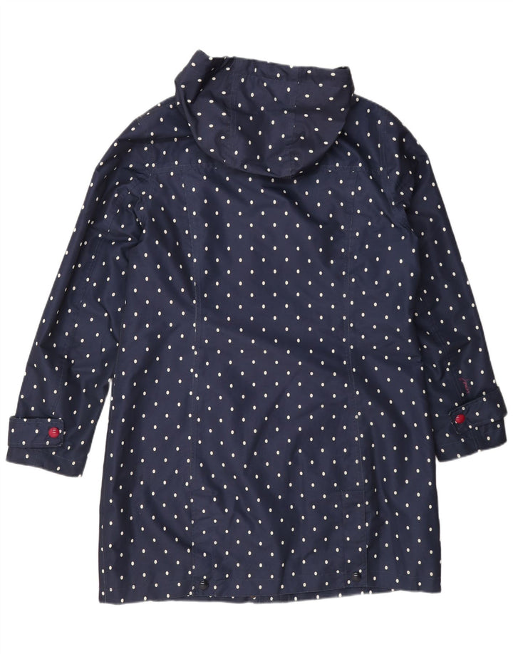 Impermeabile con cappuccio da donna Joules UK 14 grande poliestere a pois blu navy