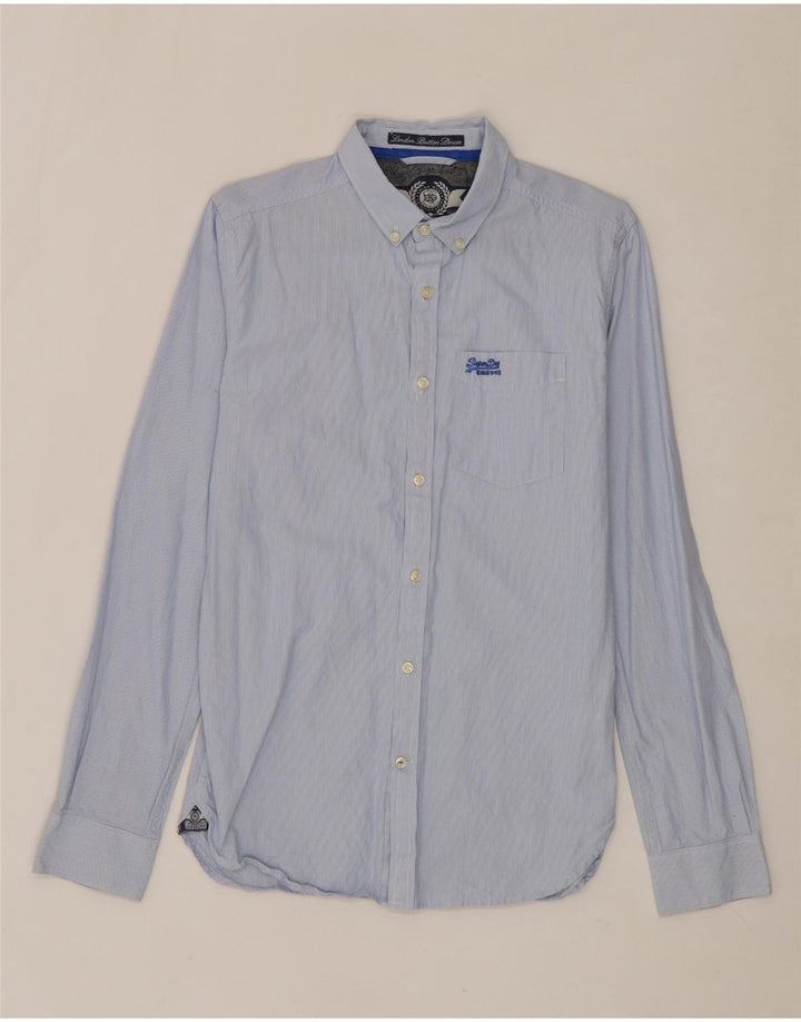 SUPERDRY Mens Shirt Small Blue Pinstripe Cotton Vintage Superdry and Second-Hand Superdry from Messina Hembry 