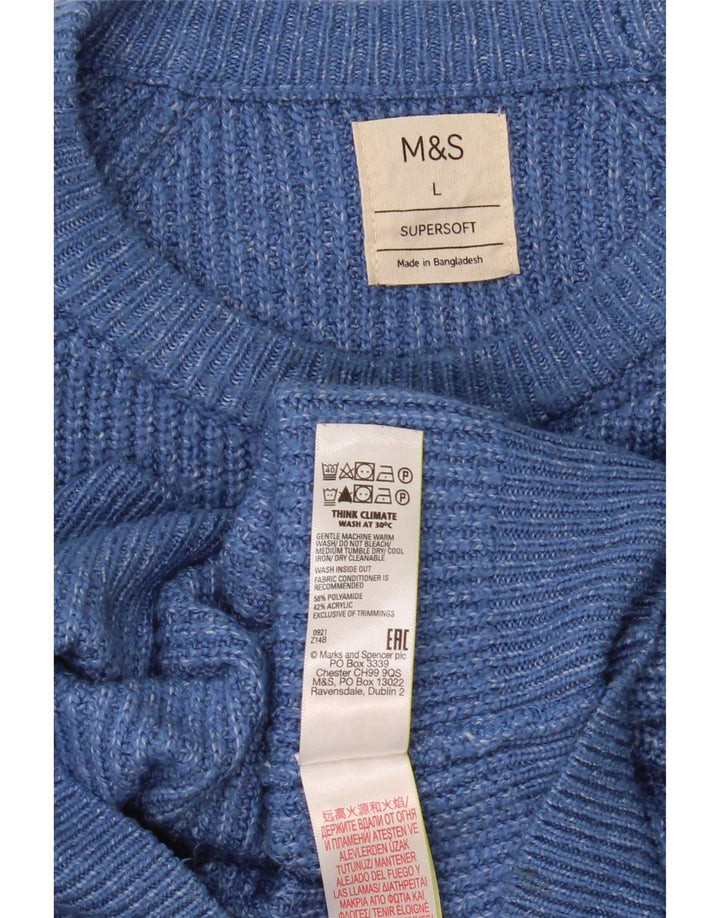 Maglione maglione girocollo da uomo Marks & Spencer grande poliammide screziato blu