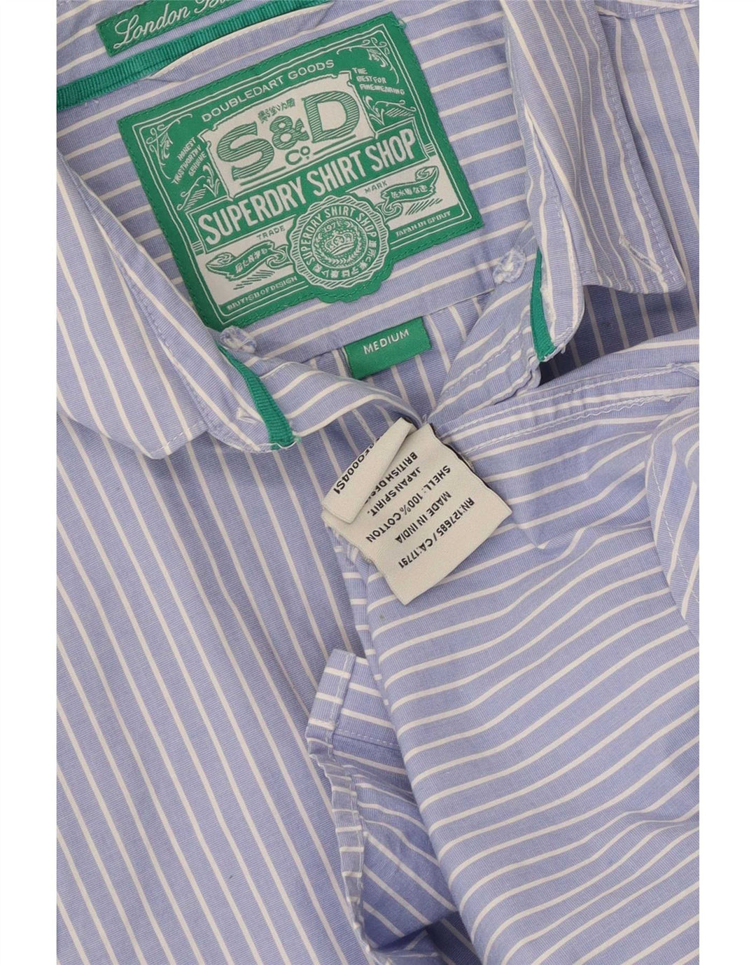 Camicia da uomo Superdry in cotone gessato blu medio