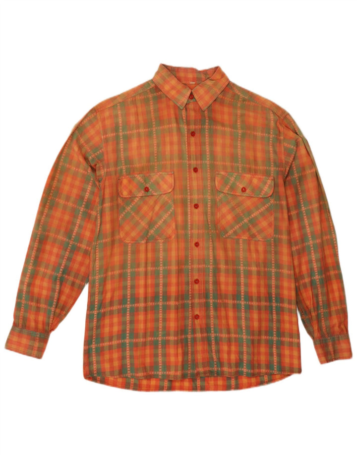 Camicia vintage da uomo a quadri arancioni piccoli