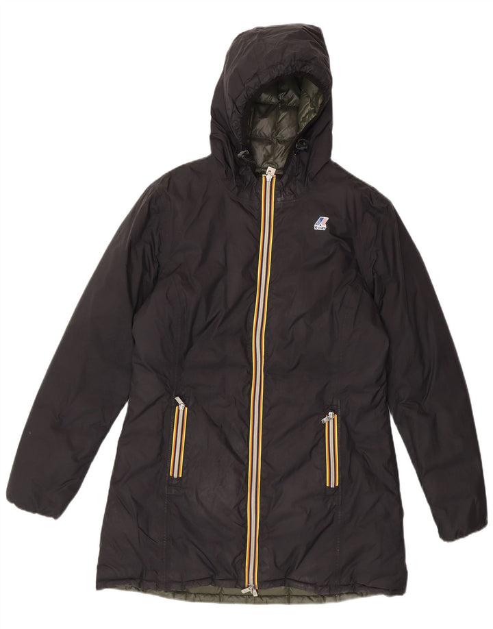 Cappotto imbottito reversibile con cappuccio da donna K-Way US 6 Medium Black Colourblock