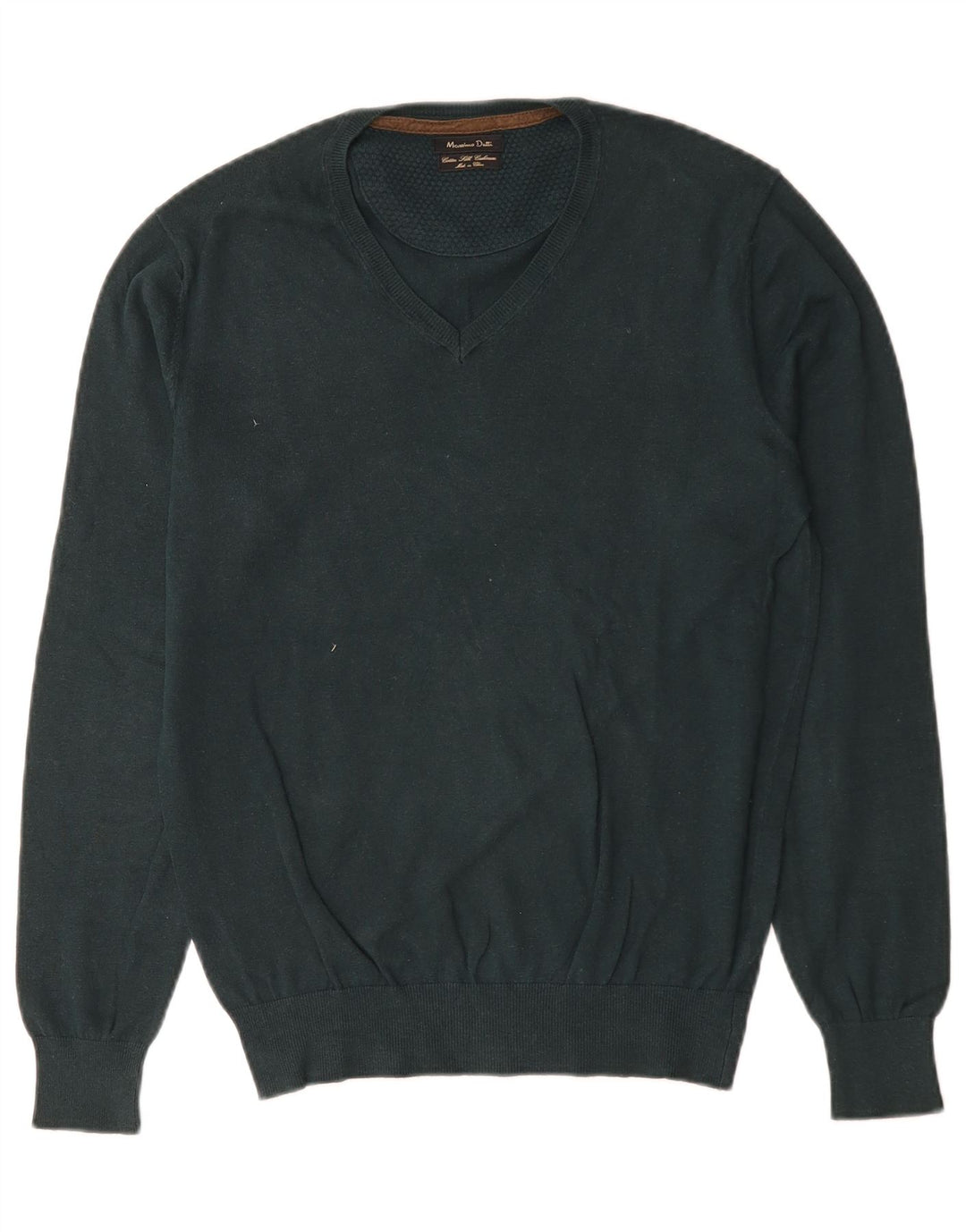 Massimo Dutti Maglione da uomo con scollo a V piccolo in cotone verde