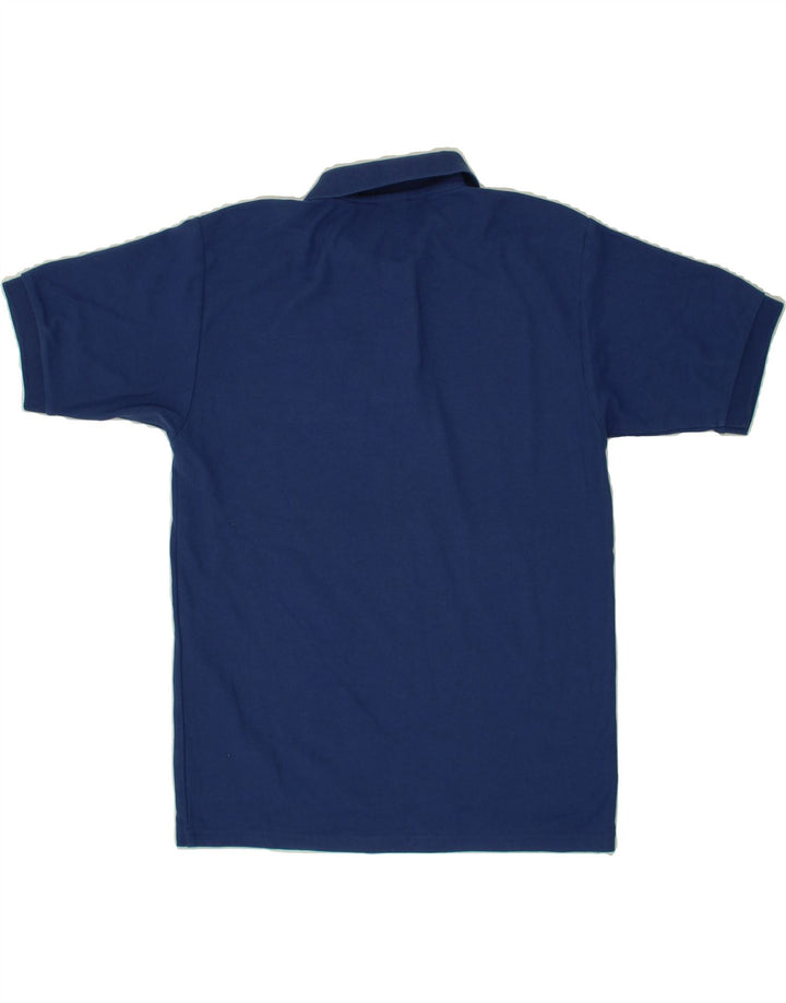 RUSSELL ATHLETIC Mens Graphic Polo Shirt Small Navy Blue Cotton Vintage Russell Athletic and Second-Hand Russell Athletic from Messina Hembry 