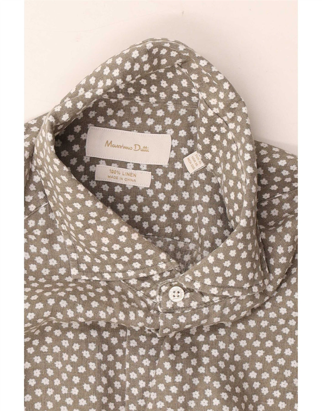 Camicia da uomo Massimo Dutti XL Lino floreale grigio