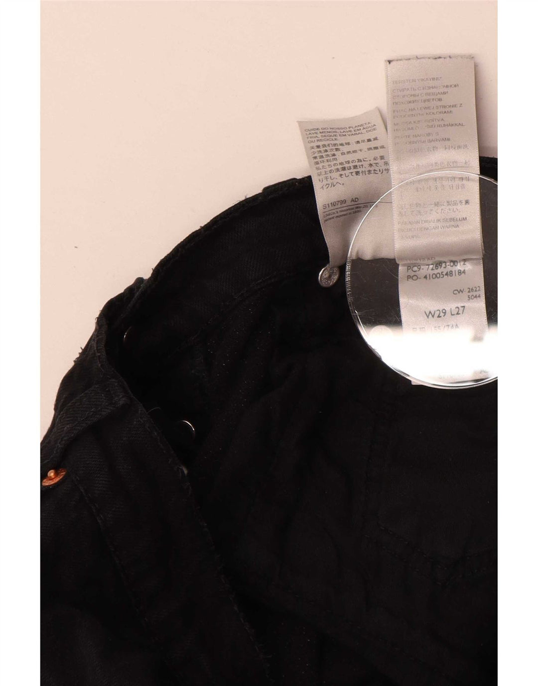 Jeans dritti Ribcage da donna Levi's W29 L27 cotone nero