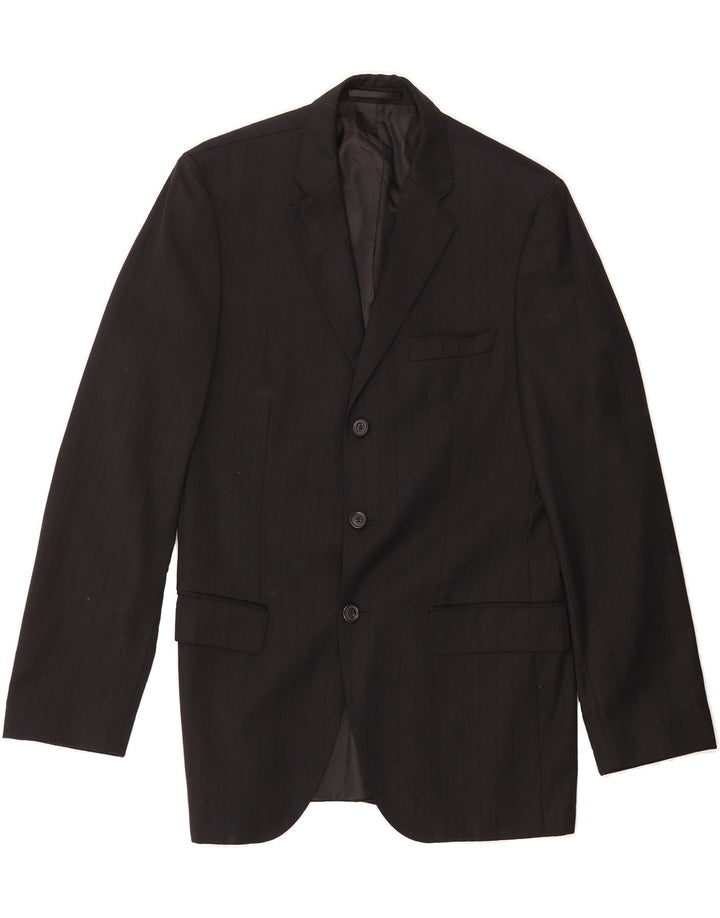 HUGO BOSS Mens 3 Button Blazer Jacket IT 46 Small Black Pinstripe Vintage Hugo Boss and Second-Hand Hugo Boss from Messina Hembry 