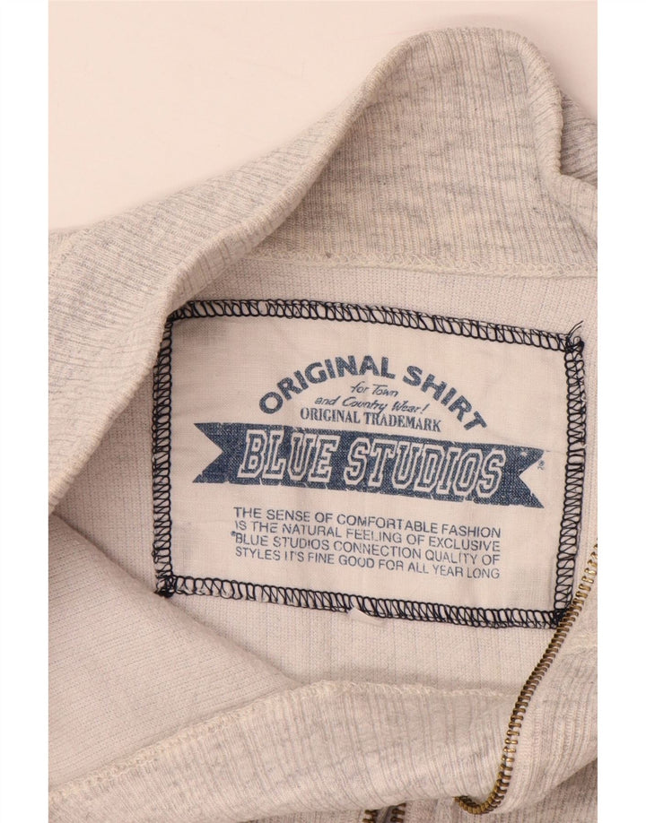 Maglione maglione con collo con zip da donna VINTAGE UK 18 XL Grigio