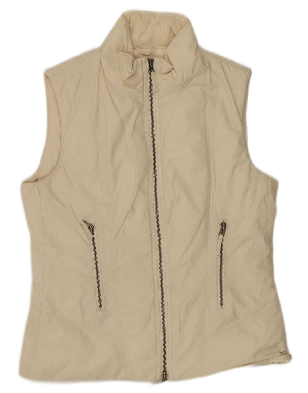 Gilet imbottito da donna Benetton UK 14 cotone bianco sporco medio
