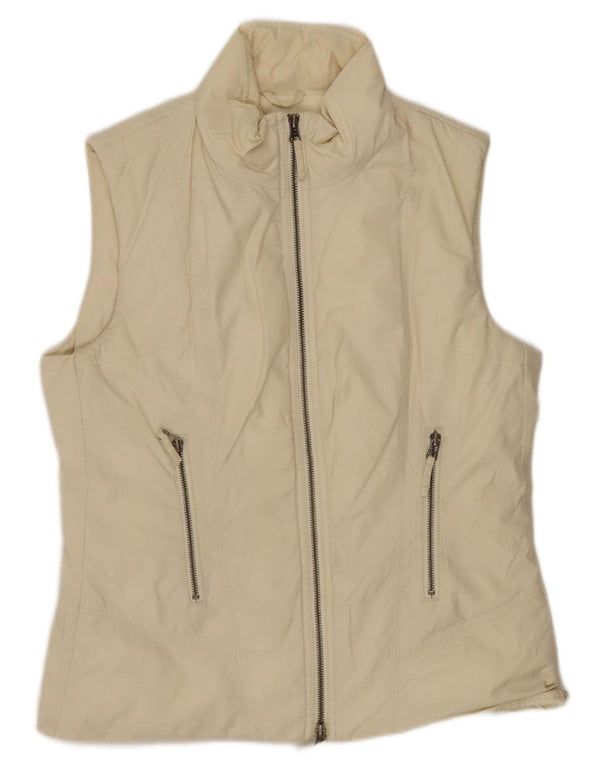 Gilet imbottito da donna Benetton UK 14 cotone bianco sporco medio