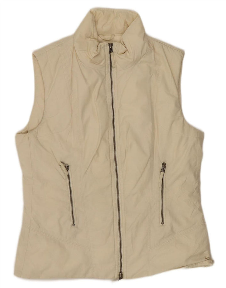 Gilet imbottito da donna Benetton UK 14 cotone bianco sporco medio