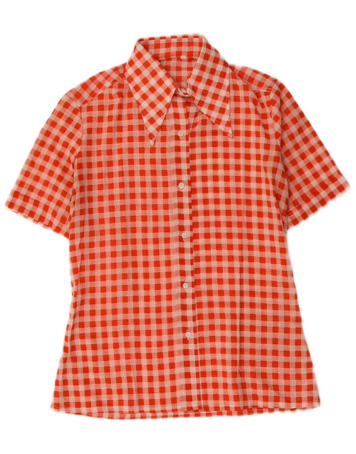 Camicia vintage da donna a maniche corte EU 40 a quadretti rossi medi