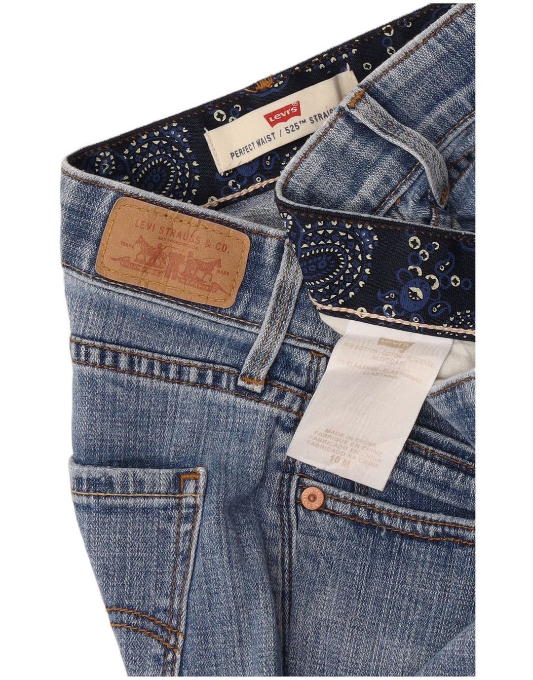 Levi's Donna 525 Jeans dritti US 10 Large W30 L32 Cotone blu