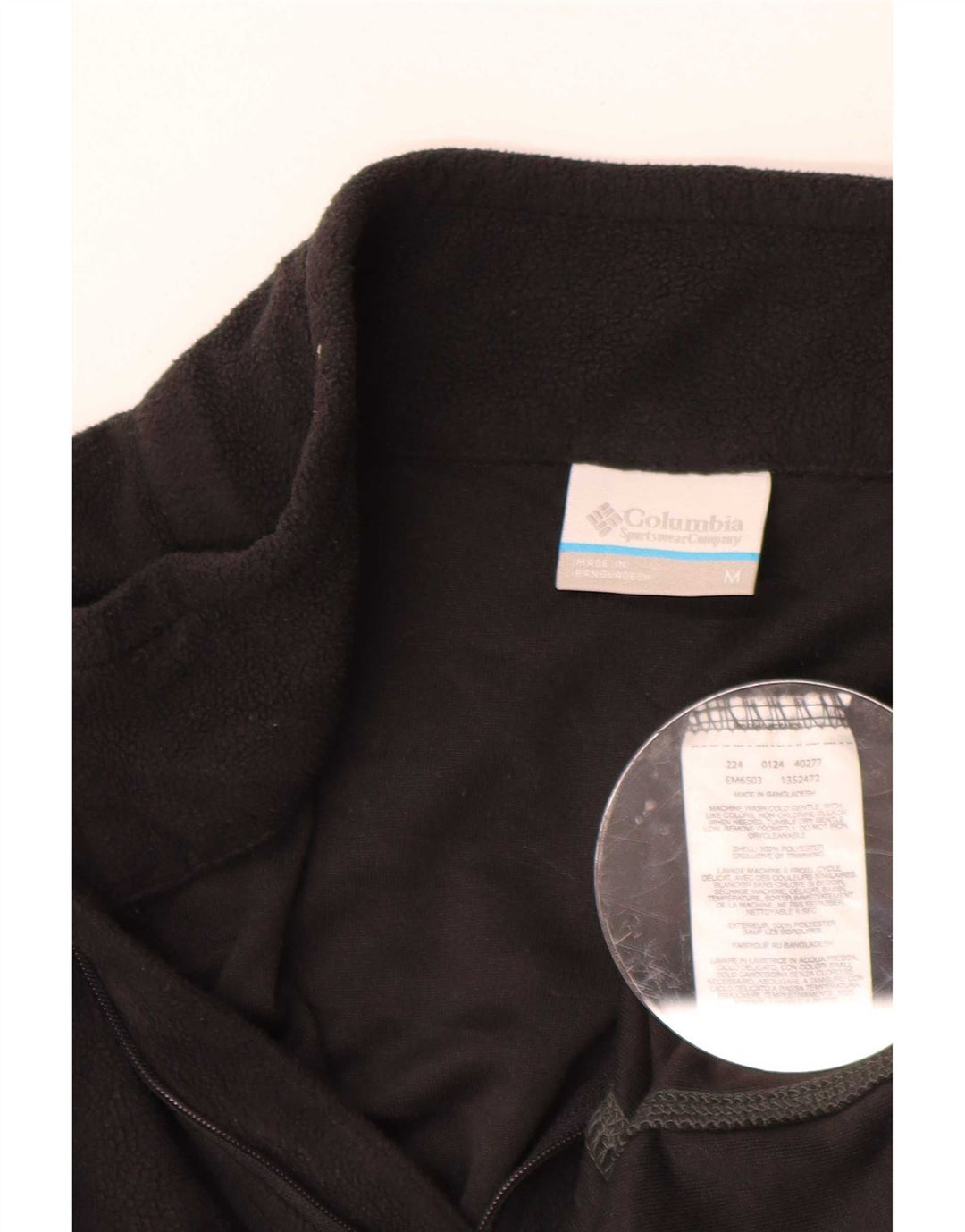 Maglione in pile da uomo Columbia con zip e collo, poliestere nero medio
