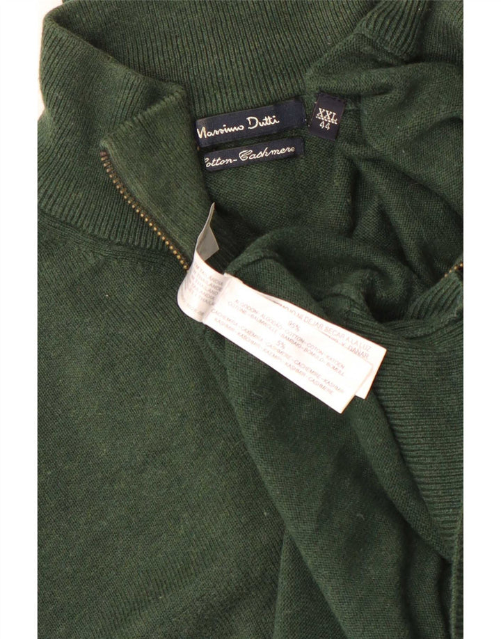 Maglione maglione da uomo con zip e collo Massimo Dutti 2XL cotone verde