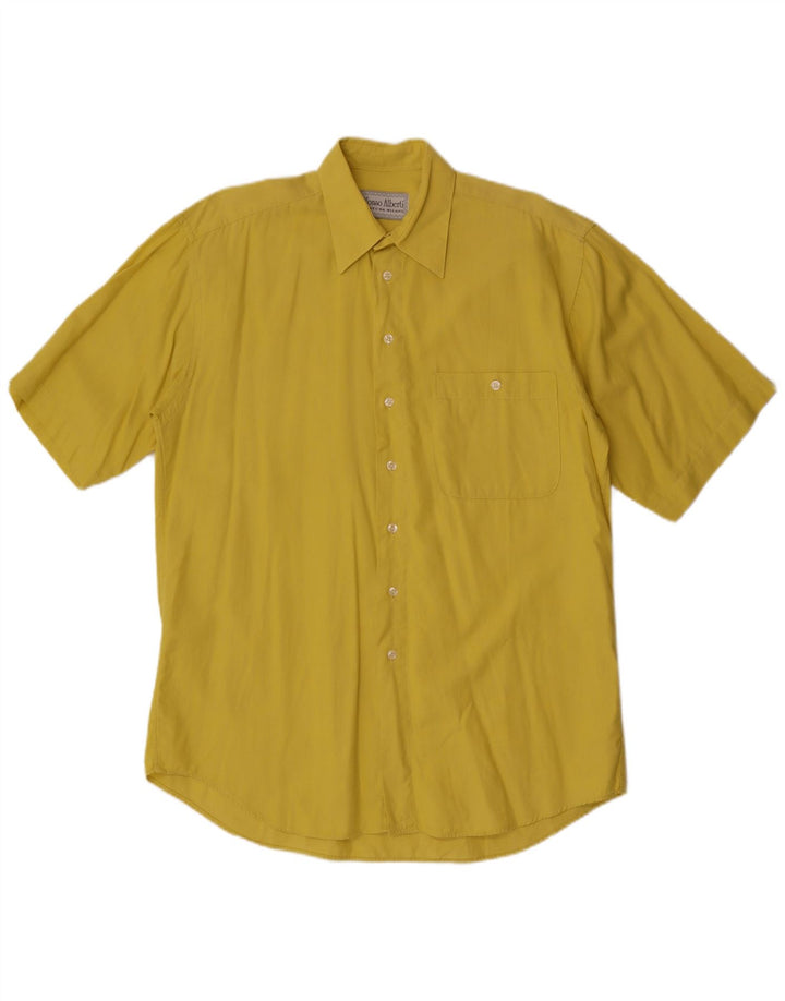 Camicia vintage da uomo a maniche corte grande gialla