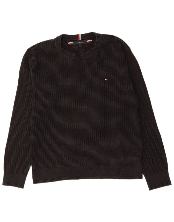 Maglione maglione girocollo da uomo Tommy Hilfiger grande cotone nero