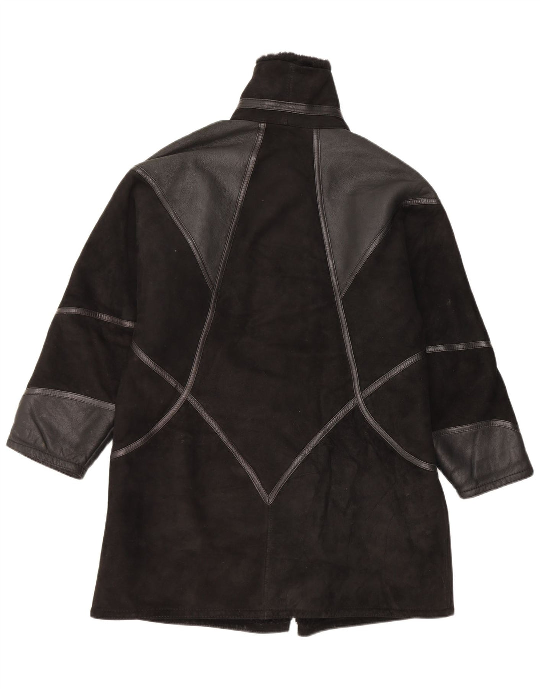 Cappotto in shearling vintage da donna IT 44 Shearling patchwork nero medio