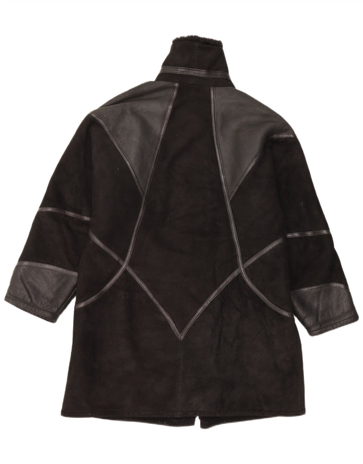 Cappotto in shearling vintage da donna IT 44 Shearling patchwork nero medio