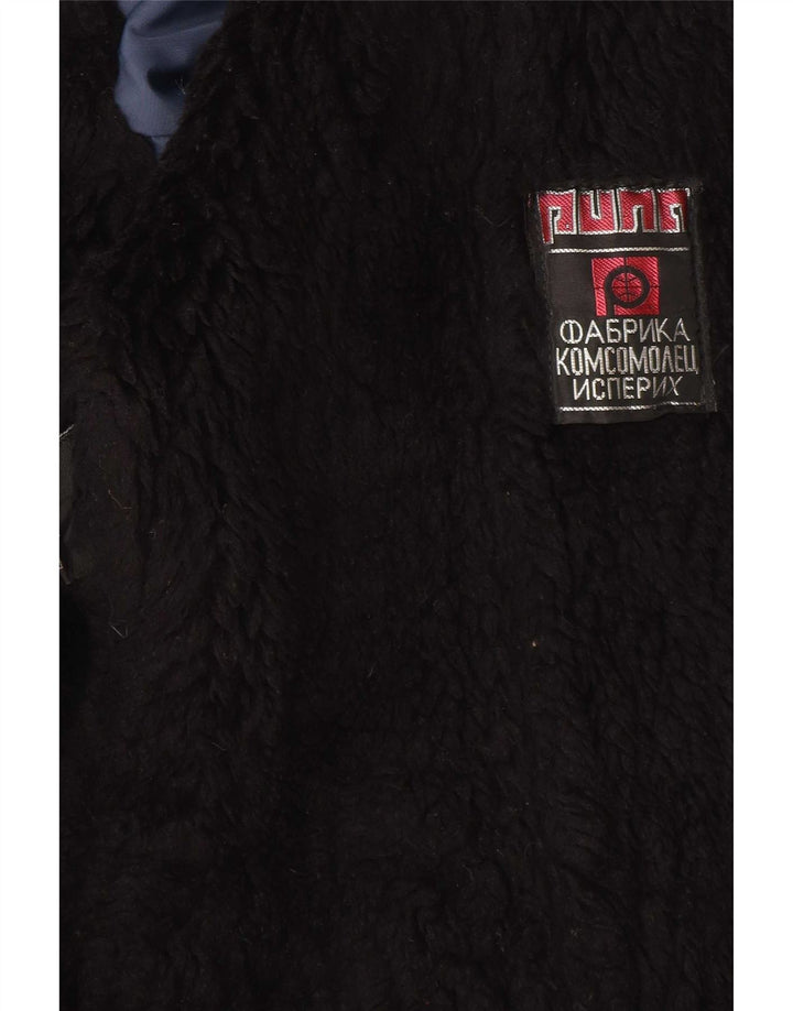 Giacca sherpa vintage da donna UK 12 color block blu medio