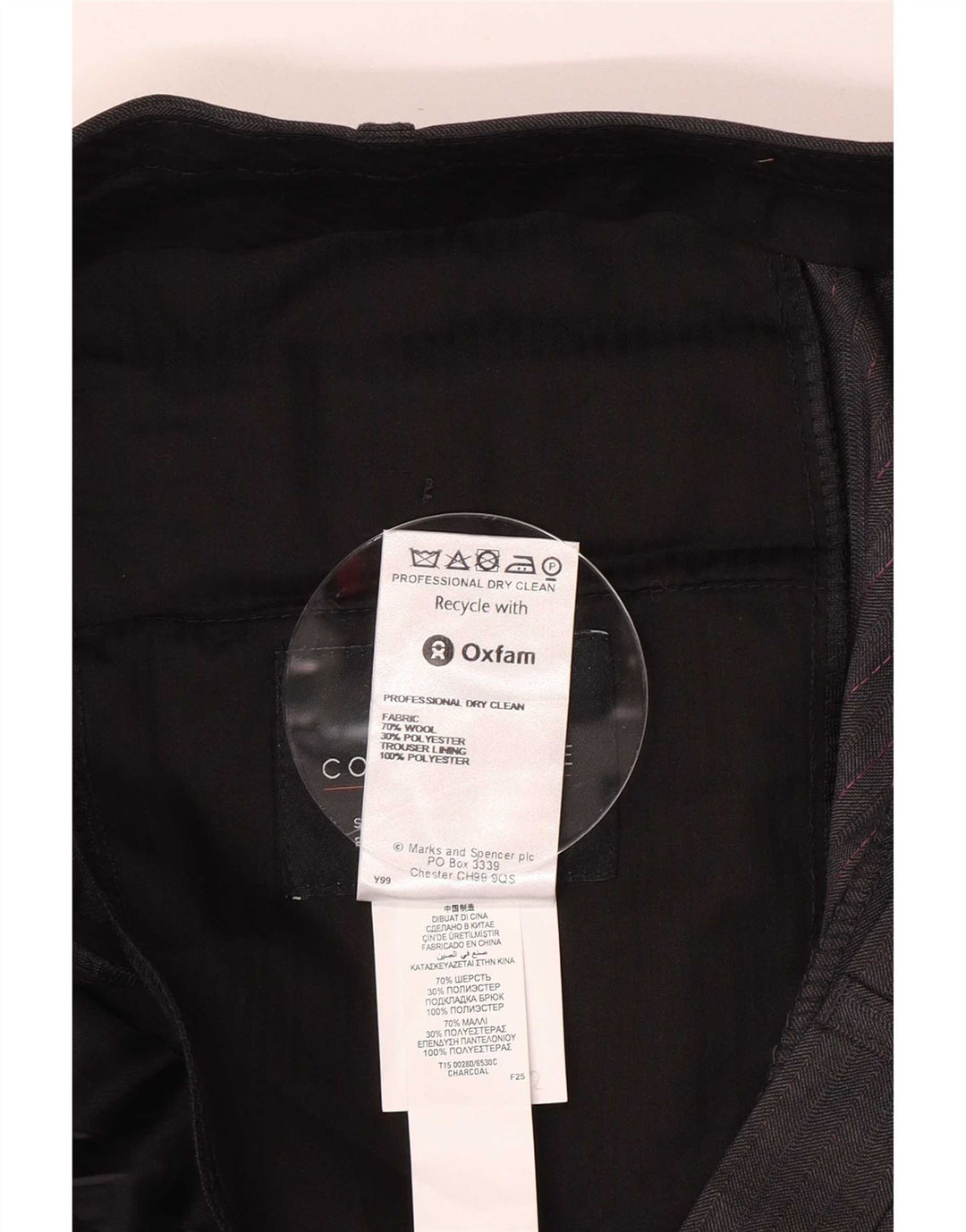 Pantaloni da abito dritti da uomo Marks & Spencer W40 L33 lana grigia
