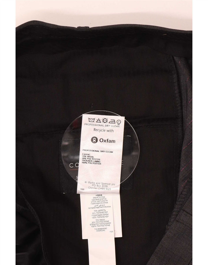 Pantaloni da abito dritti da uomo Marks & Spencer W40 L33 lana grigia