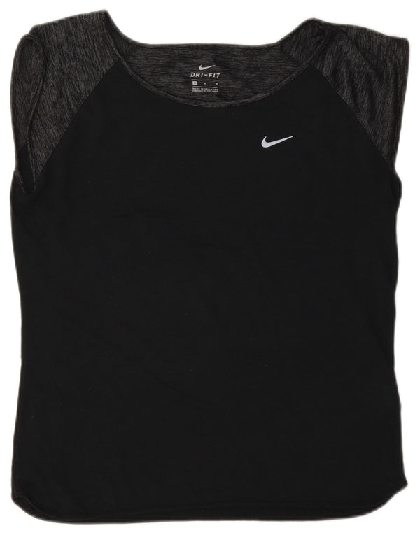 T-shirt Nike Dri Fit da donna, taglia UK 14, colore blu navy medio, in lana color block