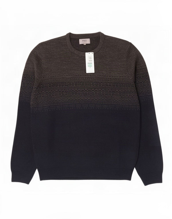 Maglione maglione girocollo da uomo Marks & Spencer XL grigio acrilico color block