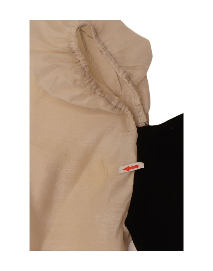 Top corto a maniche lunghe da donna Zara UK 12 blocco colore nero medio