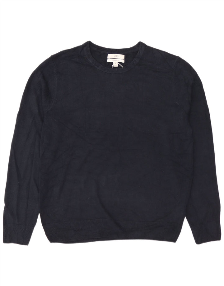 MARKS & SPENCER Maglione girocollo da uomo grande in acrilico blu navy