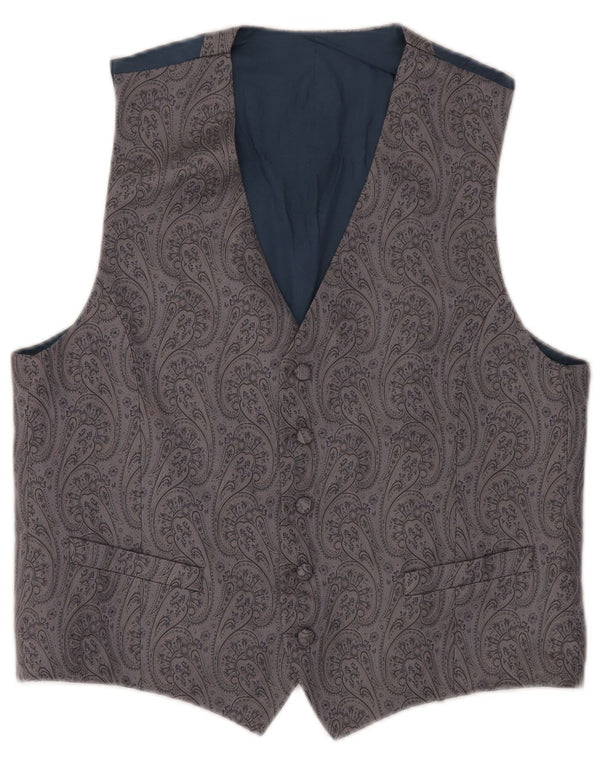 Gilet vintage da uomo piccolo grigio con motivi cachemire