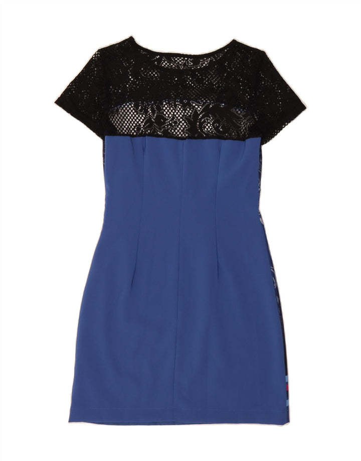 DESIGUAL Womens Sheath Dress EU 40 Medium Blue Floral Polyester Vintage Desigual and Second-Hand Desigual from Messina Hembry 