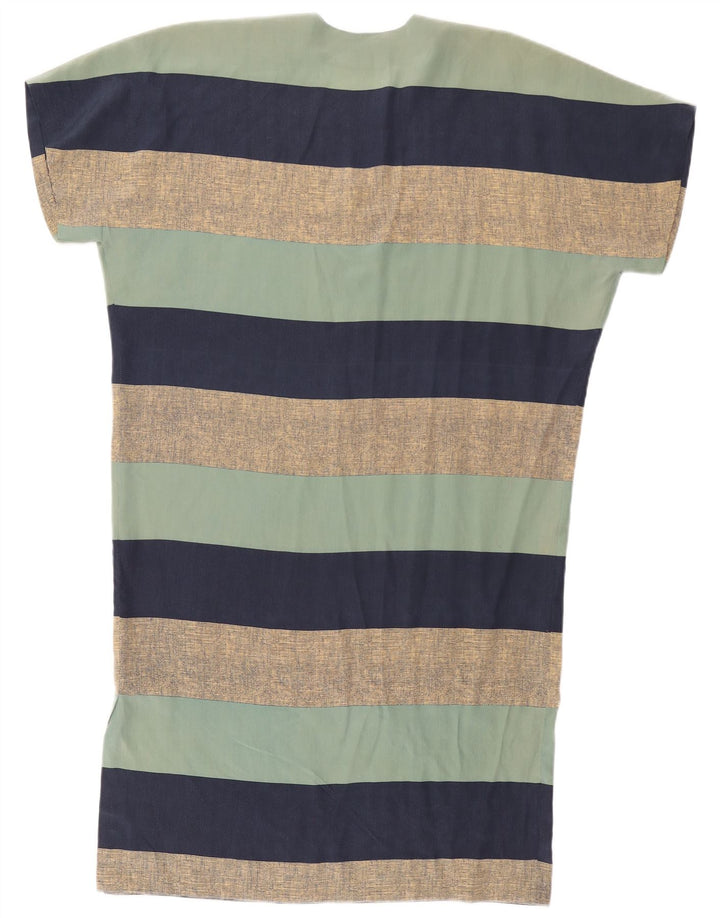Abito a trapezio vintage da donna UK 18 XL a righe multicolore