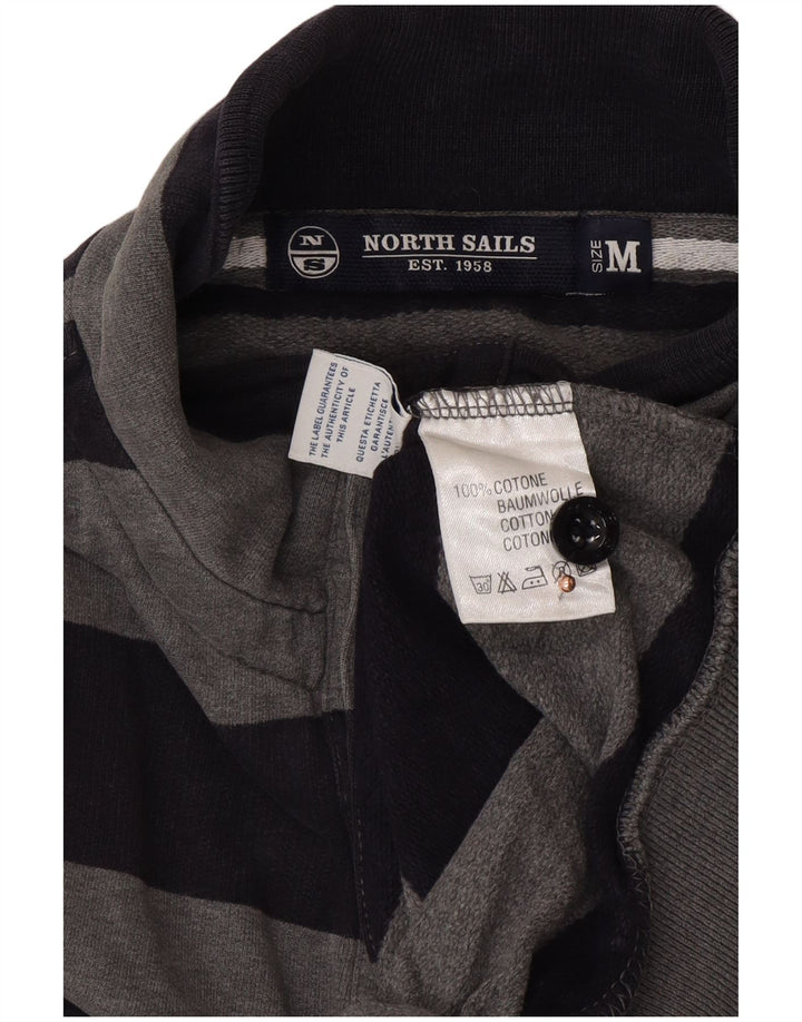 NORTH SAILS Felpa da uomo con collo abbottonato in cotone a righe grigio medio