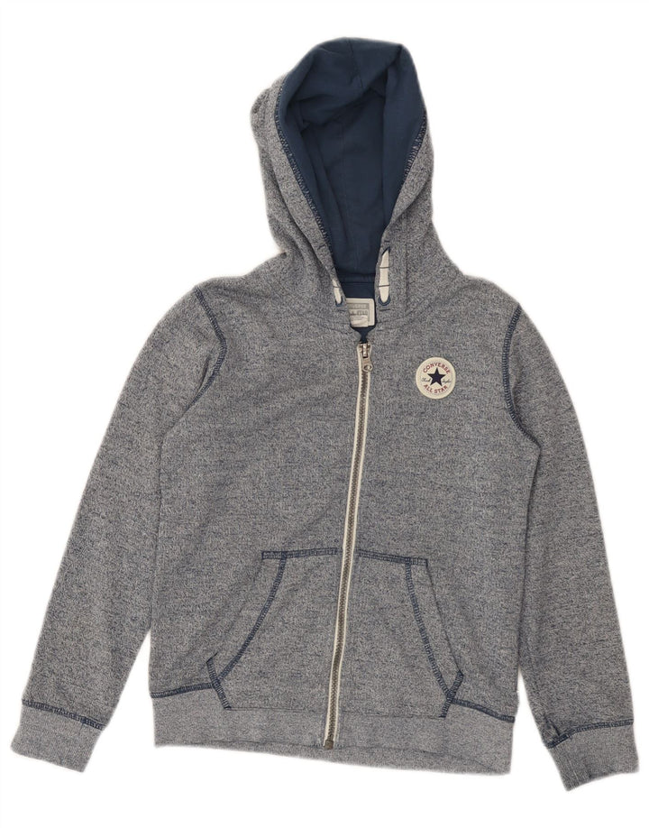 Maglione con cappuccio e zip CONVERSE per ragazzi All Star 5-6 anni in cotone screziato blu