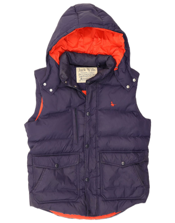Gilet imbottito con cappuccio da uomo Jack Wills UK 38 medio poliestere blu navy