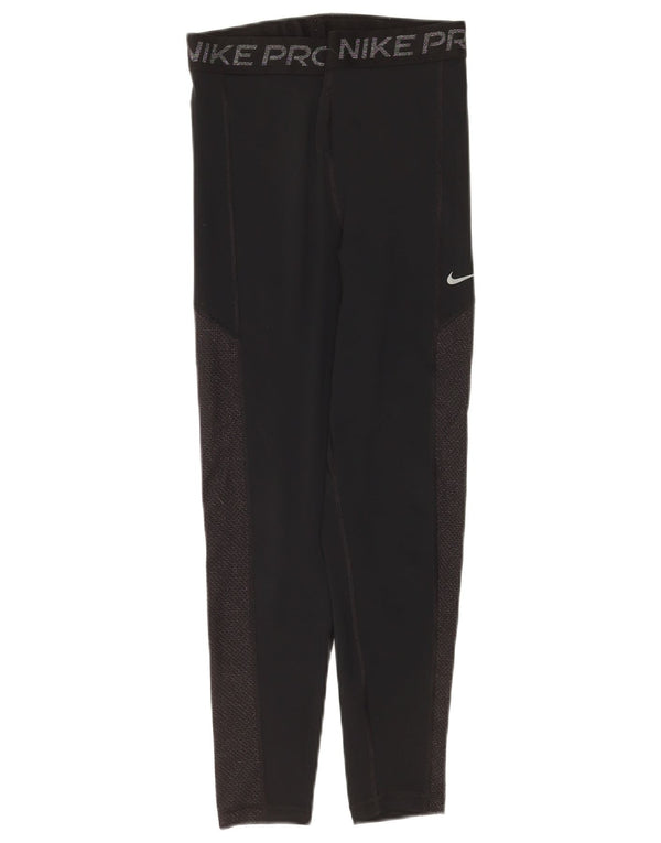 Leggings grafici Nike Dri Fit da donna UK 10 Small Nero Colourblock Nylon