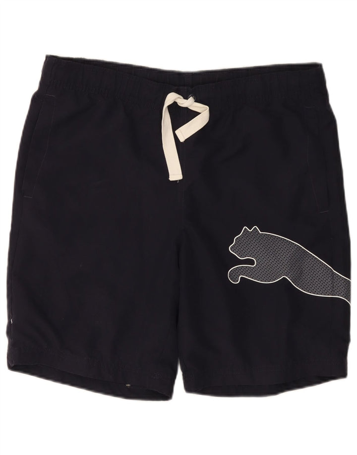 Pantaloncini sportivi con grafica PUMA da uomo piccoli in cotone blu navy