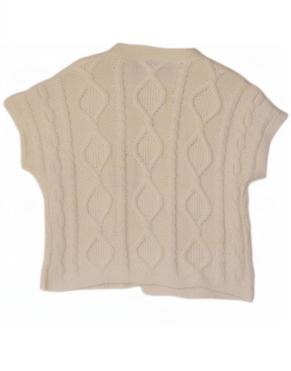 Maglione cardigan a maniche corte da donna Zara UK 14 cotone bianco sporco medio