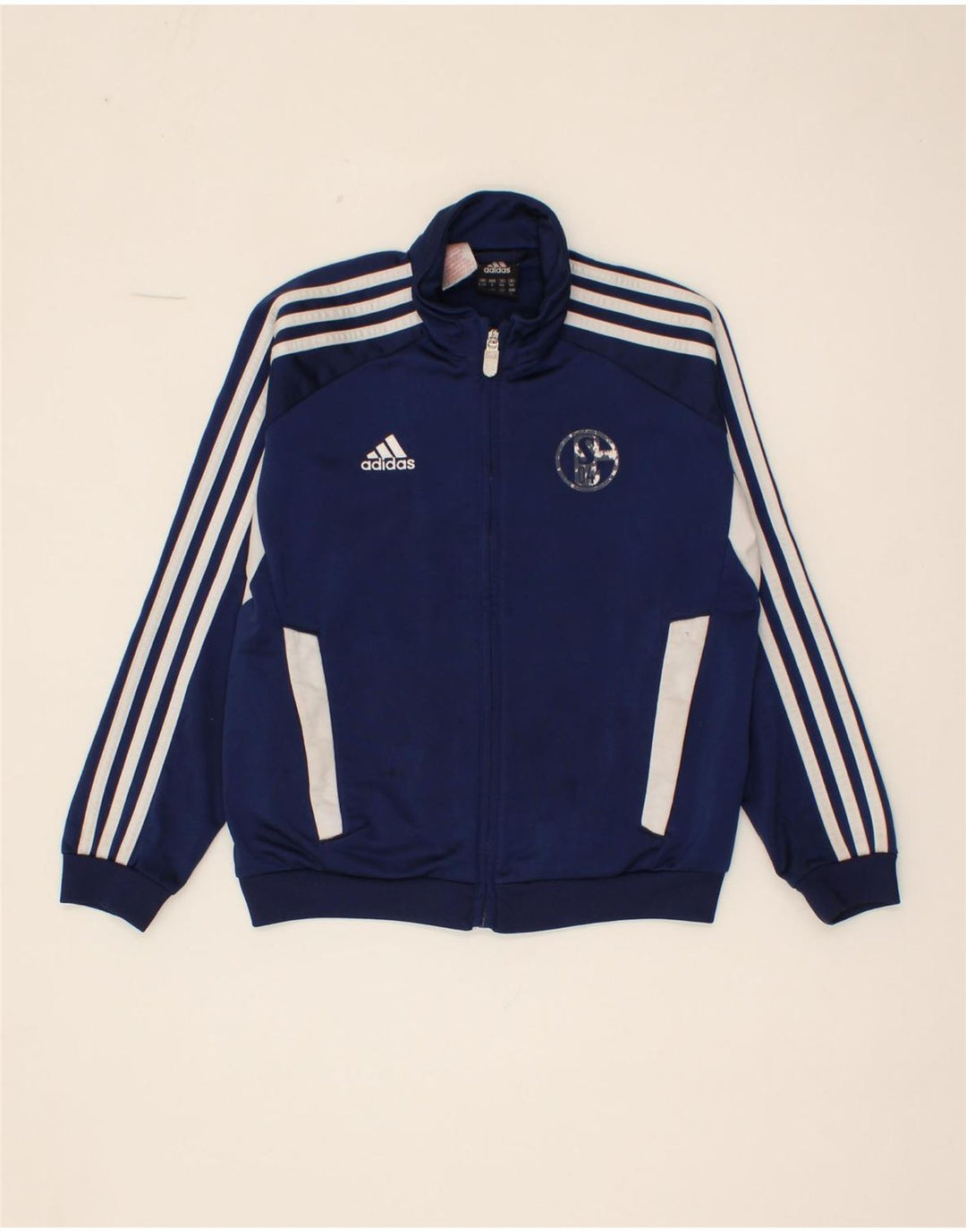ADIDAS Boys Tracksuit Top Jacket 9-10 Years Navy Blue Colourblock Vintage Adidas and Second-Hand Adidas from Messina Hembry 